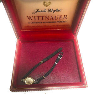 VTG Wittnauer 10k GF Bezel Oval Watch 2 Diamond Accents Not Running Original Box